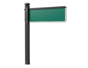 Green Blank Street Sign on Black Metal Post for Customization