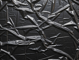Abstract black plastic texture with crumpled and wrinkled details