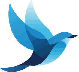 Vibrant blue bird flying abstract geometric vector art vector