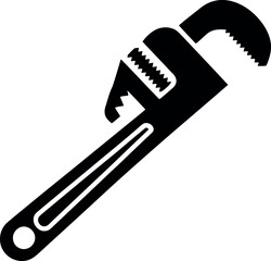 Pipe wrench tool vector icon plumber mechanic repair service vector