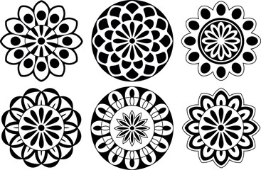 Intricate black mandala designs for decorative art and graphic projects vector