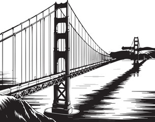 Obraz premium Iconic golden gate bridge silhouette majestic engineering marvel spanning san francisco bay