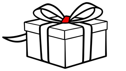 Illustration of a present box with a ribbon and bow isolated on a white background drawing style on transparent background silhouette