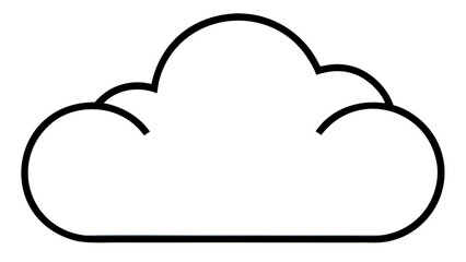 Illustration of a simple cloud shape with a black outline on a white background design element vector on transparent background silhouette