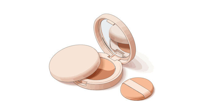 Elegant powder compact illustration showcasing beauty accessories and makeup essentials