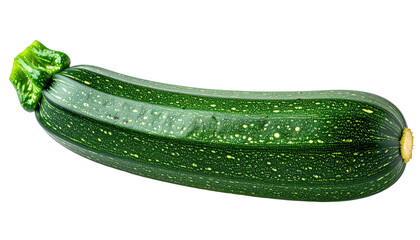 Vibrant green zucchini, a long cylindrical vegetable, is shown isolated against a black background.