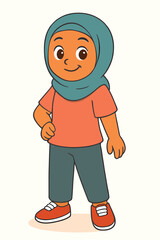 Cute hijab girl in sporty outfit, vector illustration.