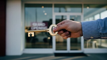 Holding golden key for new business achievement idea success - Powered by Adobe
