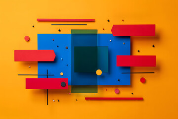 Obraz premium Abstract geometric composition with colorful shapes and textures
