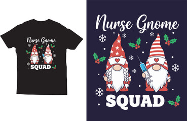 Nurse Gnome Squad – Festive Christmas Typography Medical T-Shirt Design