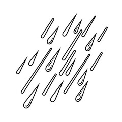 Rain Drops Icon: A stylized and simplified illustration of individual raindrops, rendered in a monochrome palette. Symbolizing rainfall.