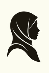 Hijab woman silhouette with modern design, vector.