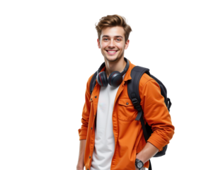 Young Man with Headphones and Casual Style Smiling Confidently