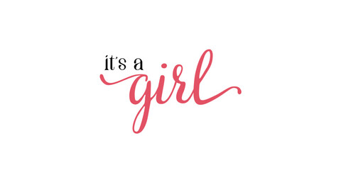 Card template with a multi-colored inscription. Vector illustration for gender reveal party