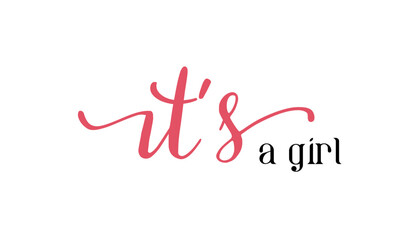 Card template with a multi-colored inscription. Vector illustration for gender reveal party