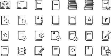 Premium pack of book line icons.