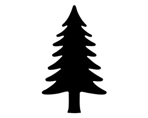 Obraz premium Simple Black Silhouette of a Evergreen Tree Against a White Background