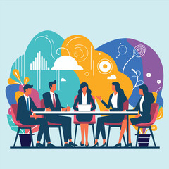 Creative Business Team Collaboration with Abstract Background