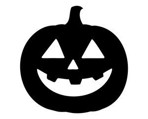 Halloween pumpkin black silhouette with cut out face for holiday decor