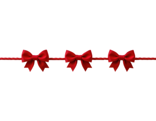 Red Decorative Bows on a String for Festive Celebrations