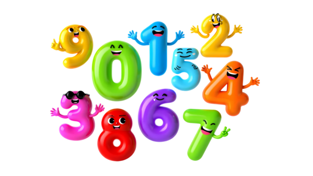 Funny cartoon numbers