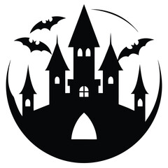 vampire castle silhouette vector icon © Chanchal