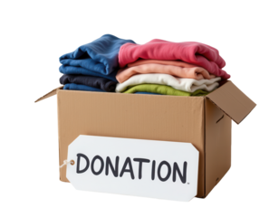 Donation Box Filled with Colorful Clothes for Charitable Cause