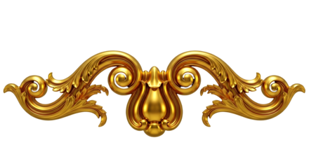 Ornate Golden Decorative Flourish with Swirls and Scrolls on White gold flourish isolated on a transparent background