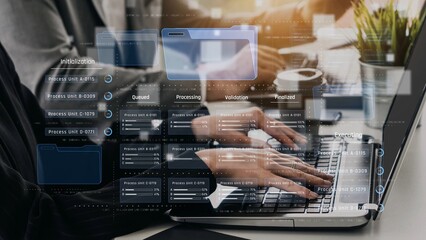 Task management workflow dashboard visualizing to-do lists, ongoing tasks, review status, and...