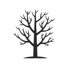 Obraz premium Silhouette of leafless tree on white background