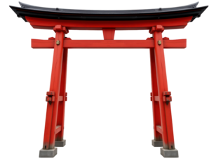 Traditional Japanese Torii Gate Structure Isolated on Transparent background