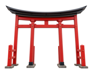 Traditional Japanese Torii Gate in Vibrant Red Color at Shrine