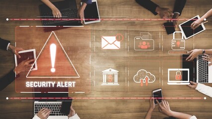 Cybersecurity threat focuses on cybersecurity, threat, and data breach with strong emphasis on...