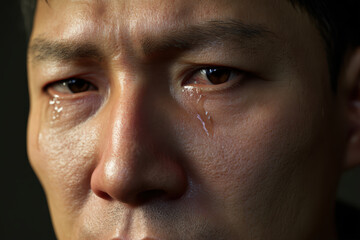 Fototapeta premium Emotional Portrait of a Man Expressing Deep Feelings Captured in a Moment of Reflection