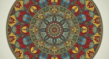 Fototapeta premium Intricate Mandala Design with Vibrant Colors and Geometric Patterns.