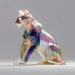 origami style cat minimal geometric sculpture pastel