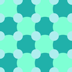 Seamless Abstract Pattern with Light Blue Circles and Teal Mint Green Geometric Shapes Background