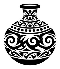 Clay Pot with a Traditional Tribal Ornament