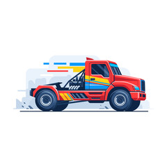 A racing truck icon logo flat vector design