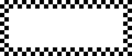 black and white frame. Checkers frame, border in line art style geometric seamless pattern