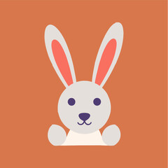 Cute rabbit icon logo flat vector design