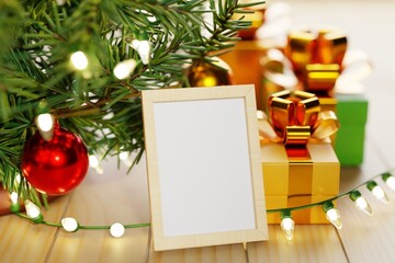 Christmas card with gifts. 3D illustration