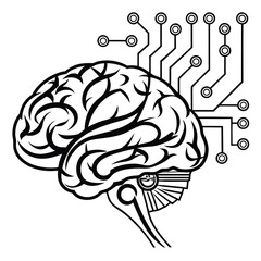 Fototapeta premium Artificial Intelligence Brain with Circuit Lines Vector Icon – Neural Network and Machine Learning Technology Symbol Isolated