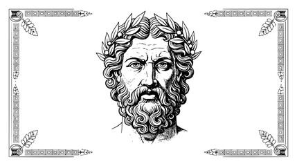 Head of Zeus the King of the Greek Gods Vintage Engraving © Tomas