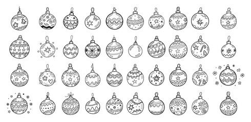 Collection of Doodle Christmas Ball Ornaments