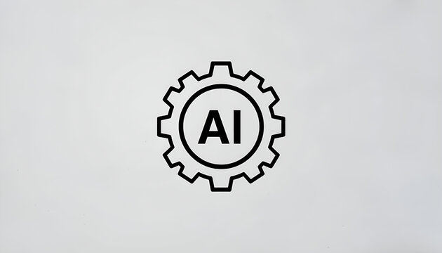 Minimal AI Gear Icon for Automation and Technology Integration - Powered by Adobe