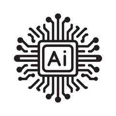 Minimal Black and White AI Chip Icon