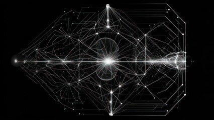 Abstract digital network visualization with connected nodes and glowing lines.