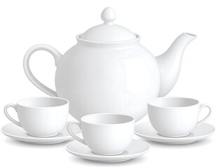 White tea set illustration