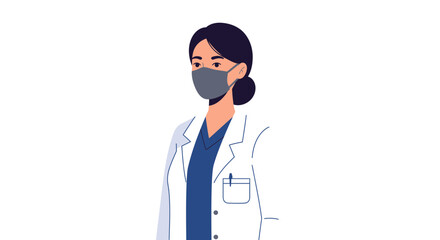 Professional healthcare worker wearing a mask and lab coat, ready to assist with compassionate care and medical expertise.